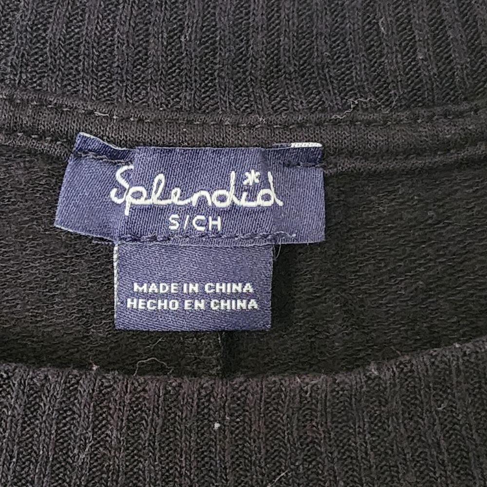 S Solid Black Y2K Long Sleeve Sweater by Splindid, Size Small - Picture 3 of 7
